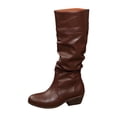 thumbnail image 1 of Wovix Women's Knee High Boots Tall Slouch Boots with Inside Zipper Mid-Calf Boots Dress Wear Durable Trendy Daily Shoes Brown 36, 1 of 7