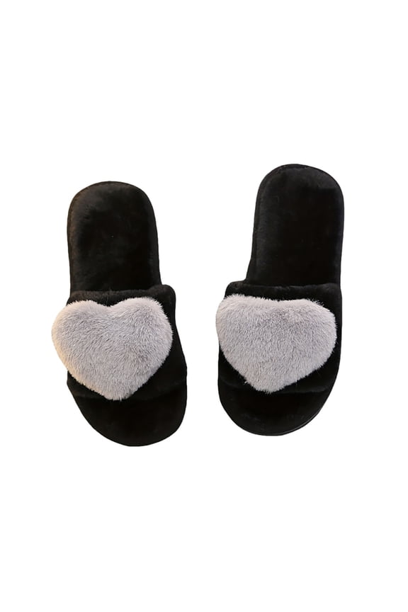 Women's LOVE Slippers Fuzzy Fluffy Memory Foam House Shoes Open Toe Indoor and Outdoor Fluffy Fuzzy Wool-Like Lined Indoor Outdoor Shoes