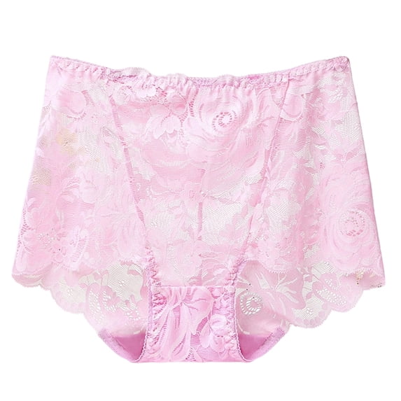 Wovix Women's Lace Panties High Waisted Soft High Waist See Through Hipster Underwear Daily Pink L