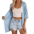 thumbnail image 1 of Wovix Women's Lightweight Summer Swim Cardigans Elbow Sleeve Knit Crochet Coverups Spring Boho Beach Vacation Tops, 1 of 5