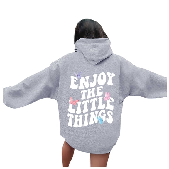 Wovix Women's Long Sleeve Lightweight Hooded Drawstring Letter Print Casual Y2K Graphic Hoodies Sweatshirt Tops Pullover