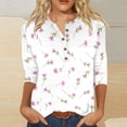 thumbnail image 1 of Wovix Women's Long Sleeve Solid Henley T Shirts Button Down Slim Fit Tops Scoop Neck Ribbed Knit Tops Work Daily Hot Pink L, 1 of 4