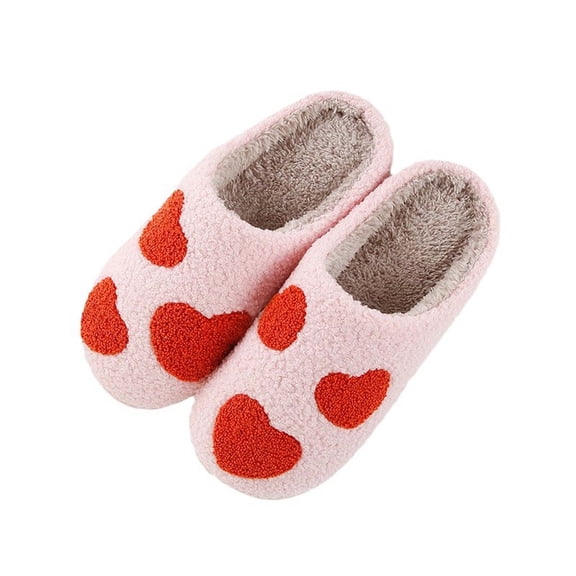 Wovix Women's Men's Cute Fuzzy Heart Slippers Memory Foam Fluffy Couple Slippers Cozy House Indoor Outdoor Shoes Daily Bedroom Shoes White 44