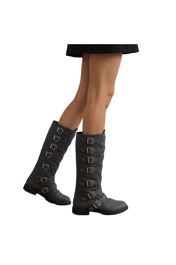 Women's Mid-Calf Boots Renaissance PU Leather Medieval Pirate Boots Fashion Steampunk Riding Long Boots Daily Black 35