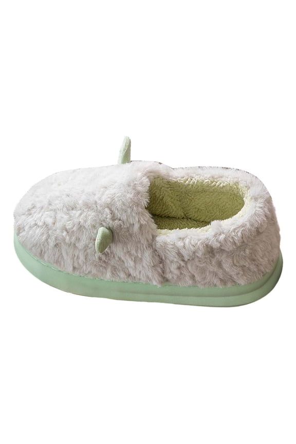 Women's Moccasin Slippers with Berber lining Cute Animal Shoes Thermal Soft Basic Comfort And Relaxation Shoes Bedroom Dormitory Green 37