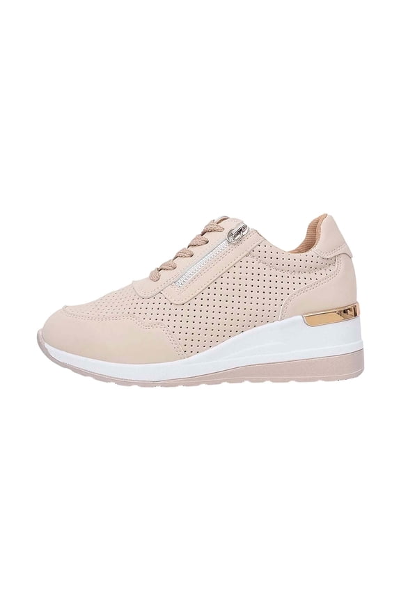 Women's Platform Fashion Sneakers Retro Classic Trainers Casual Lace-up Stylish Tennis Running Walking Shoes White 38