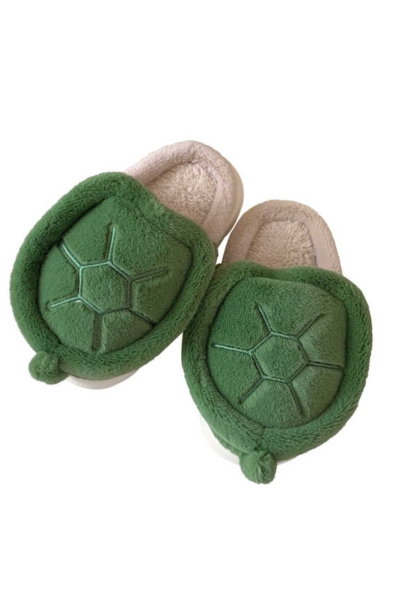 Women's Plush Cute Turtle Slippers Comfortable Anti-Skid Sole Home Thick Winter Fall Cotton Slippers Color Block Basic Two-Tone Casual For Daily
