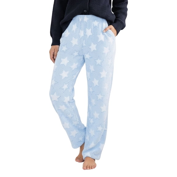 Wovix Women's Plush Fuzzy Pajama Pants Warm Cozy Pj Bottoms Drawstring Lounge Pants Sweatpants Fluffy Sleepwear Graphic Thermal Underwear Activewear Pants