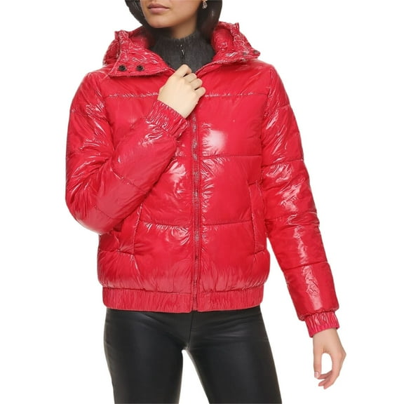 Wovix Women's Puffer Jacket Solid Color Basic Long Sleeve Quilted Winter Coat Padded Stand Collar Full-zip Warm Lightweight Puffer Coat For Winter