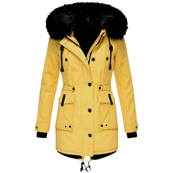 Wovix Women's Quilted Winter Coat Warm Puffer Jacket Thicken Solid Color Basic Long Sleeve Parka with Removable Hood Thermal Full Zipper with Pocket Outerwear