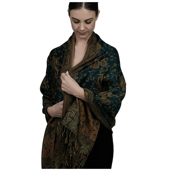 Wovix Women's Reversible Paisley Pashmina Rave Scarf Exotic Shawls and Wraps for Evening Dresses Festivals All Seasons Elegant Blanket For Daily