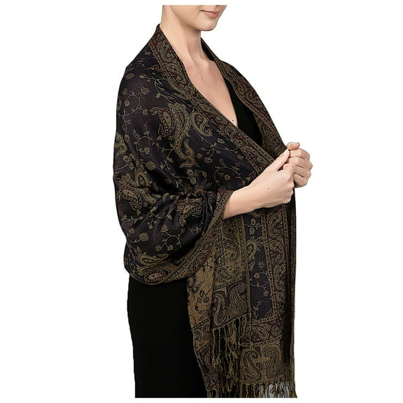 Wovix Women's Reversible Paisley Pashmina Rave Scarf Exotic Shawls and Wraps for Evening Dresses Festivals All Seasons Elegant Blanket For Daily