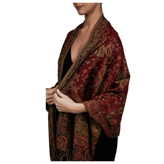 Wovix Women's Reversible Paisley Pashmina Rave Scarf Exotic Shawls and Wraps for Evening Dresses Festivals All Seasons Elegant Blanket For Daily