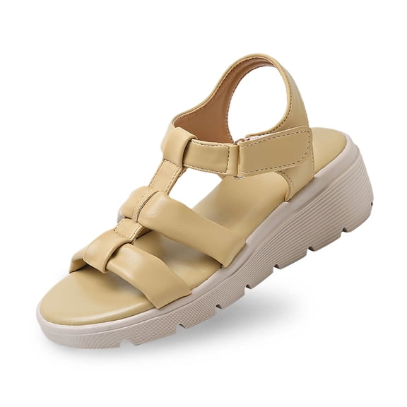 Wovix Women's Sandals Adjustable Strap Simple Wedge Shoes Open Toes Party Commuting Shoes Indoor Outdoor Shoes Black 36