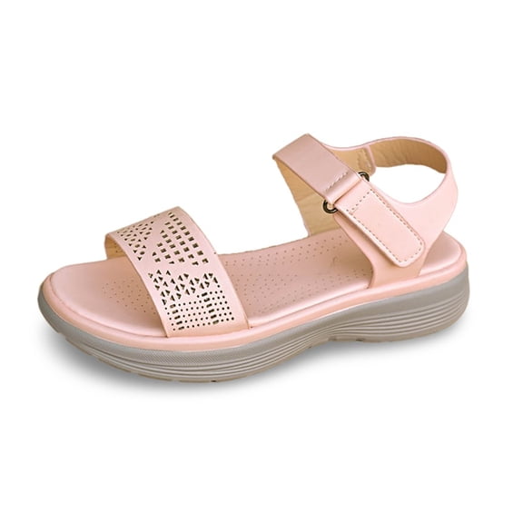 Wovix Women's Sandals Ankle Strap Leather Simple Flat Shoes Open Toes Dressy Shoes Casual Daily Wear Beige 37