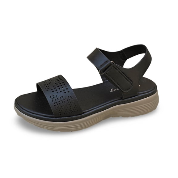 Wovix Women's Sandals Ankle Strap Leather Simple Flat Shoes Open Toes Dressy Shoes Casual Daily Wear Beige 37