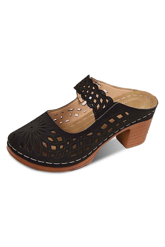 Women's Sandals Closed Toe Sandal Dressy And Casual Shoes Flat Wedge Backless Shoes Casual Daily Wear Black 42