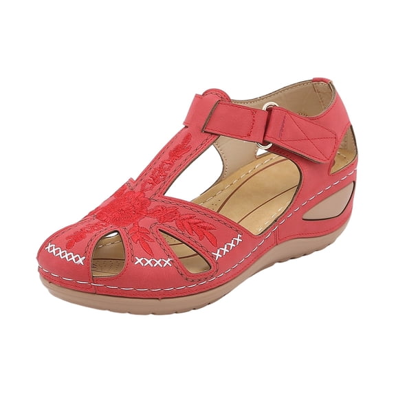 Wovix Women's Sandals Closed Toe T Strap Dress Sandals Wedding Bridal Bride Shoes Casual Daily Wear