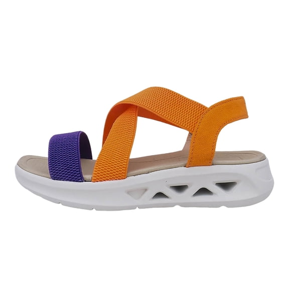 Wovix Women's Sandals Color Block Leather Simple Flat Shoes Open Toes Party Commuting Shoes Casual Daily Wear Beige 36