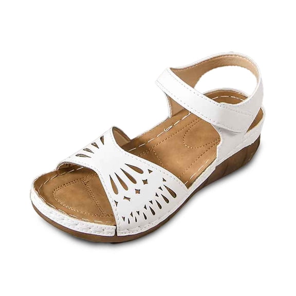 Wovix Women's Sandals Commuting Simple Faux Leather Simple Flat Shoes Open Toes Shoes Indoor Outdoor Shoes Black 37