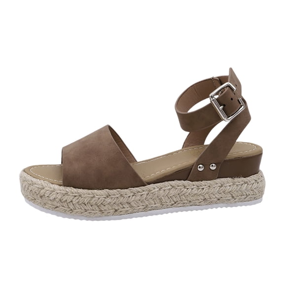 Wovix Women's Sandals Dressy And Casual Shoes Simple Ankle Strap Open Toe Beach Shoes Casual Daily Wear Beige 37