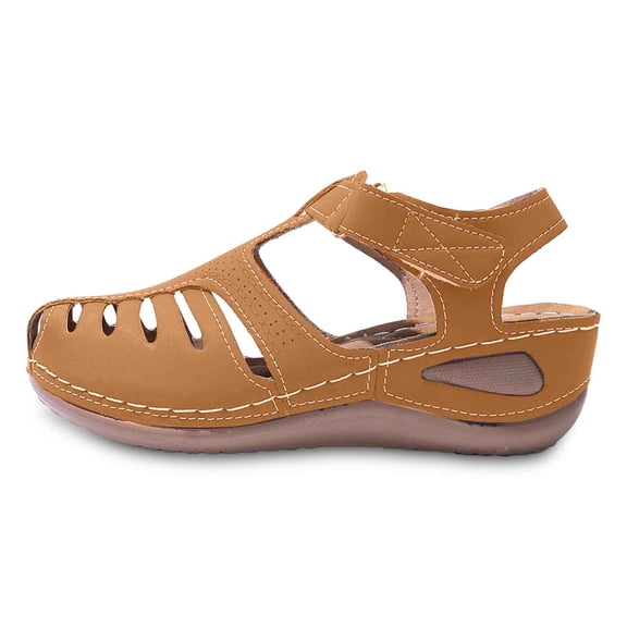 Wovix Women's Sandals Dressy And Casual Shoes Simple Closed Toe Beach Shoes Casual Daily Wear Beige 36