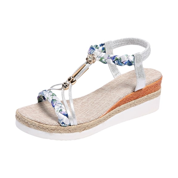 Wovix Women's Sandals Open Toe Ankle Strap Shoes Simple T Strap Dress Wedding Bridal Bride Footwear Indoor Outdoor Shoes