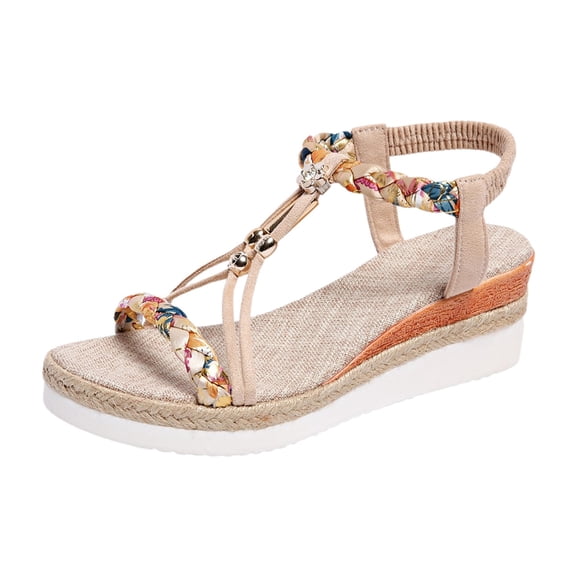 Wovix Women's Sandals Open Toe Ankle Strap Shoes Simple T Strap Dress Wedding Bridal Bride Footwear Indoor Outdoor Shoes