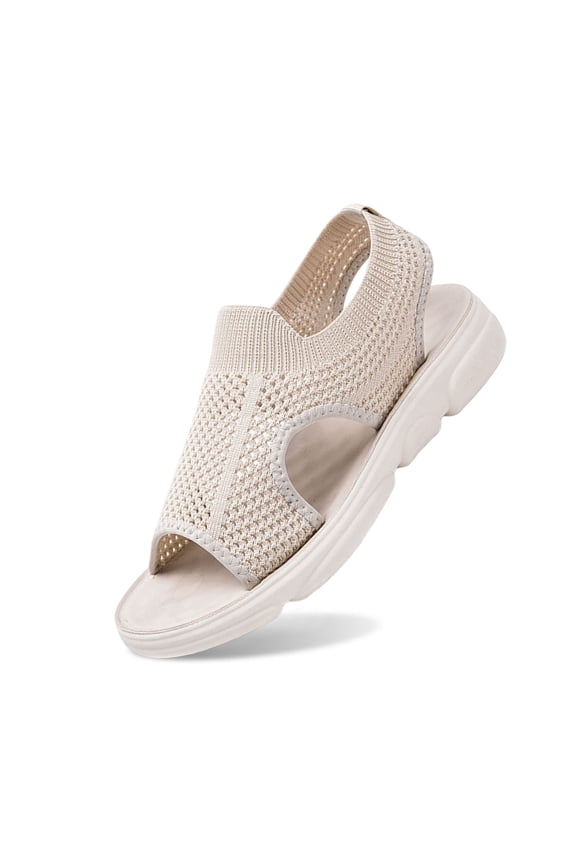 Women's Sandals Open Toe Flat Breathable Soft Shoes Ankle Strap Simple Lightweight Shoes Casual Daily Wear Beige 36