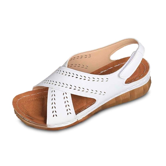 Wovix Women's Sandals Open Toes Simple Leather Flat Shoes Beach Work Commuting Shoes Indoor Outdoor Shoes Black 36