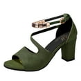 thumbnail image 1 of Wovix Women's Sandals Peep Toe High Heels Footwear Slingback Pumps Platform Stiletto Heel Party Wedding Dress Shoes Indoor Outdoor Shoes Army Green 35, 1 of 5