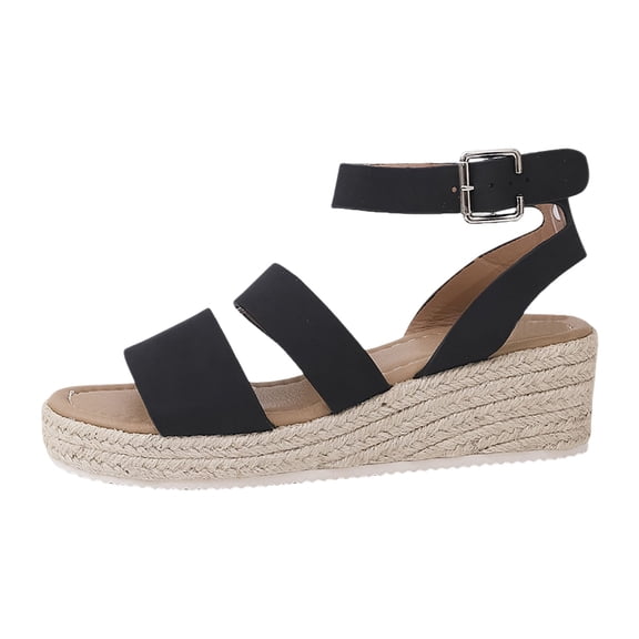 Wovix Women's Sandals Simple Soft Dressy And Casual Shoes Open Toe Beach Sandals Indoor Outdoor Shoes Black 37