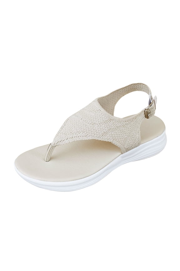 Women's Sandals Simple Soft Dressy And Casual Shoes Thong Toe Beach Shoes Casual Daily Wear Beige 36