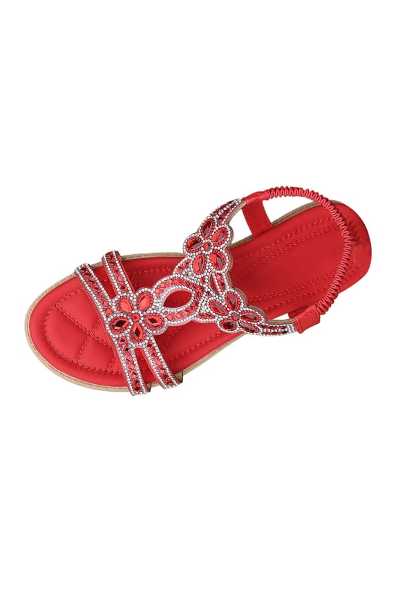 Women's Sandals Trendy Shoes Flat Shoes Party Wear Ankle Strap Open Toe Commuting Sandals Casual Daily Wear Red 36