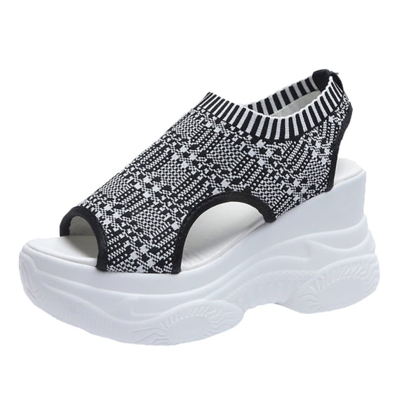 Wovix Women's Sandals Wedge Sandals Cushioned Thick Sole Summer Open Toe Ankle Strap Casual Strappy Slip On Footwear Indoor Outdoor Shoes