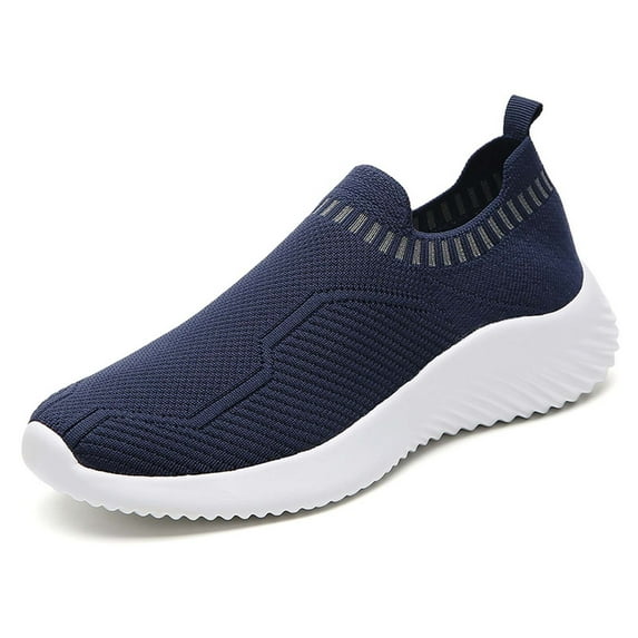 Wovix Women's Slip On Sneakers Non Slip Walking Shoes Breathable Mesh Work Casual Lightweight Tennis Workout Shoes Dark Blue