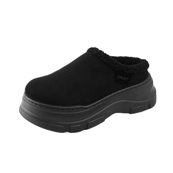 Wovix Women's Slippers Platform Mini Boots Short Ankle Anti- Boot Lined Sneakers House Slippers Boot For Outdoor Soft Daily Black 40
