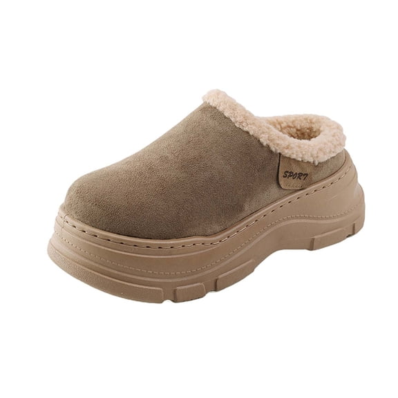 Wovix Women's Slippers Platform Mini Boots Short Ankle Anti-Slip Boot Fleece Lined Sneakers House Slippers Boot For Outdoor Soft Daily Brown 41