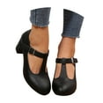 thumbnail image 1 of Wovix Women's T-Strap Pumps Plaid Mary Jane Pumps Low Block Heels Closed Dress Wedding Office Work Shoes, 1 of 9
