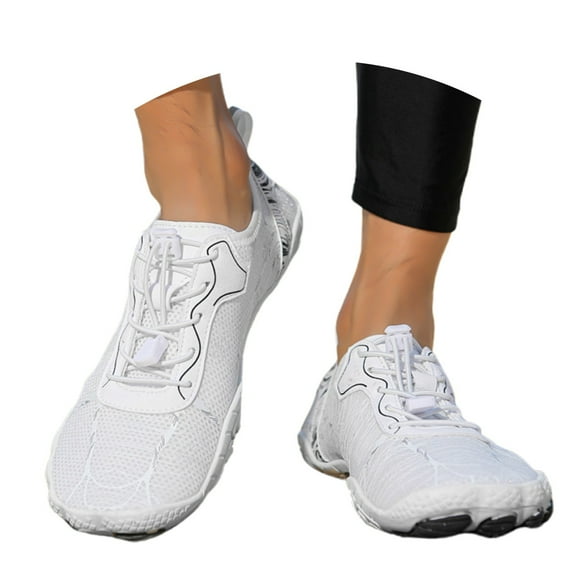 Wovix Women Hike Footwear Non- Breathable Barefoot Shoes Flexible Lightweight Daily Wear Walking Shoes Unisex Shoes White