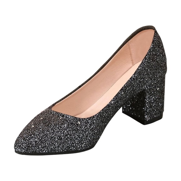 Wovix Women's Trendy Pumps Low Chunky Block Heel Round Toe Comfortable Dress Shoes Elegant Soft Shoes Daily Work Carnival