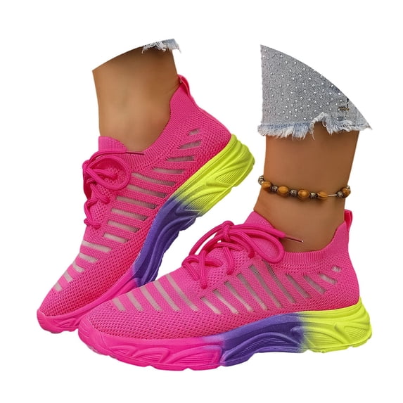 Wovix Women's Walking Sneakers Comfort Trendy Lightweight Breathable Tennis Running Shoes Hot Pink 42