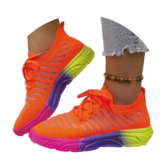 Wovix Women's Walking Sneakers Comfort Trendy Lightweight Breathable Tennis Running Shoes Orange 35