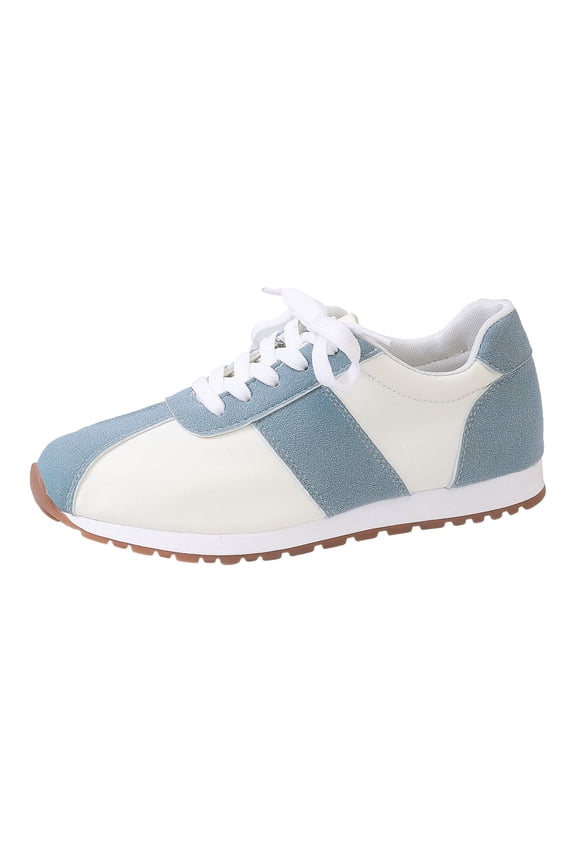 Women's Wide Zero Drop Training Shoes Classic Design Color Block Comfort Sneakers Daily Blue 37
