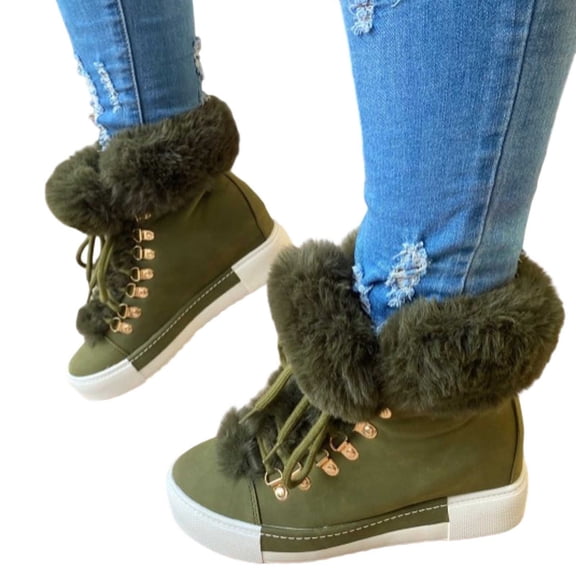 Wovix Womens Boots Cozy Faux Fur Anti-Slip Snow Boots Lace Up Comfort Stylish Ankle Booties for Cold Weather City Walk Winter Thermal Daily