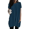 thumbnail image 1 of Wovix Womens Summer Tops Short Sleeve Casual Shirts Floral Tee Trendy Basics Crewneck Oversized Loose Plain Tshirt Navy XL, 1 of 5