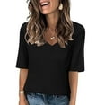 thumbnail image 1 of Wovix Womens Summer Tops Short Sleeve Crewneck Shirts Cute Trendy Tunic Casual Loose Blouses Daily Black M, 1 of 7