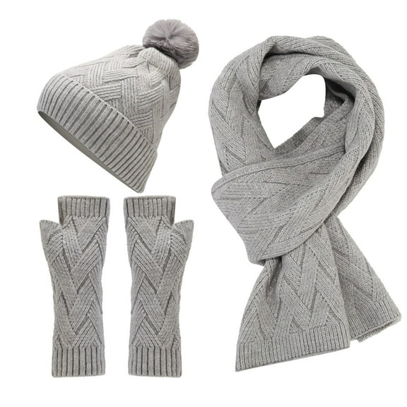 Wovix Womens Winter Arm Warmers Warm Fingerless Gloves Hand Crochet Neck Scarf Set Basic Soft Warm For Cold Weather Activities 3 Piece