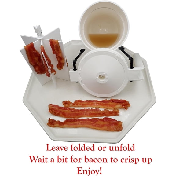 Wow Bacon Microwave Cooker - Locking Cover & Cool Handle for Easy Clean Cooking
