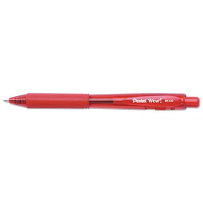 Wow! Ballpoint Pen, Retractable, Medium 1 Mm, Red Ink, Red Barrel, Dozen